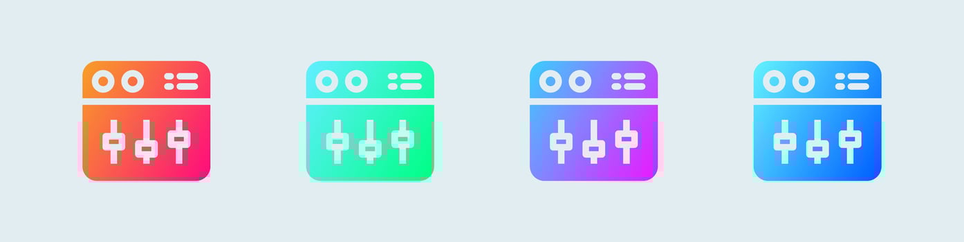 Equalizer solid icon in gradient colors. Frequency signs vector illustration.