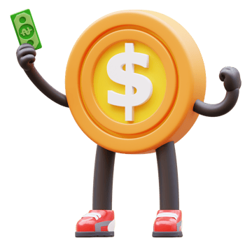 3D Money Coin Character Get Money png