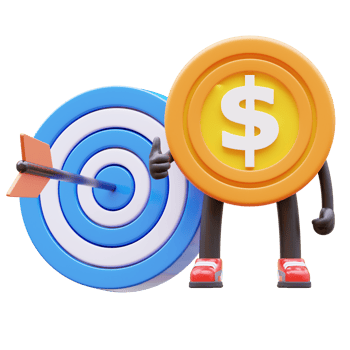 3D Money Coin Character With Target png