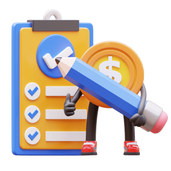 3D Money Coin Character Write Job List png