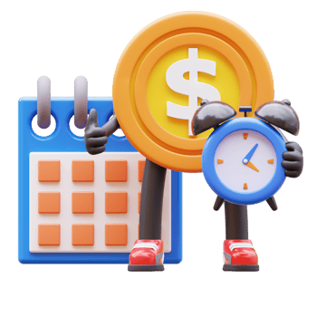 3D Money Coin Character Making a Schedule for deadline png