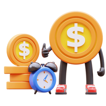 3D Money Coin Character Time is Money png