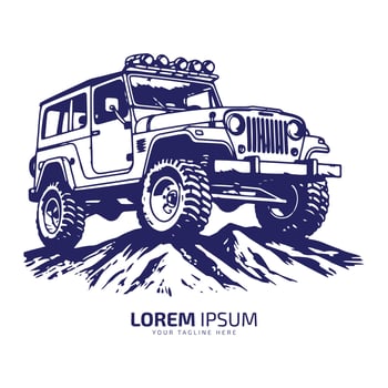 Minimal and abstract logo of jeep icon off road vector old car silhouette isolated design