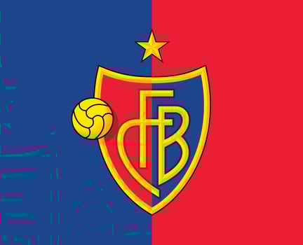 Basel Club Symbol Logo Switzerland League Football Abstract Design Vector Illustration With Red And Blue Background