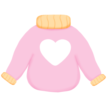 Cute and cozy pink winter outfit with heart illustration png