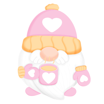 Cute and cozy pink winter outfit with heart illustration png