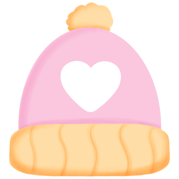 Cute and cozy pink winter outfit with heart illustration png