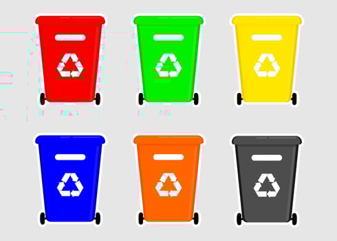 Recycle bin icon on pack. Vector design.