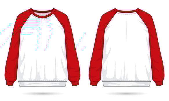 Raglan sleeve sweatshirt template front and back view vector