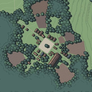 Old, fantasy village vector map