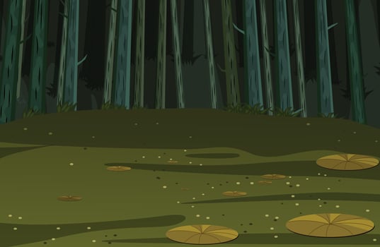 Lake in the middle of the forest and trees, landscape, vector