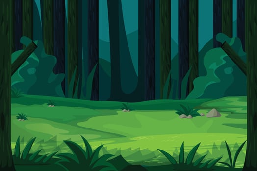 Green forest full of trees, landscape, vector