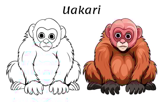 Uakari Very Cute Animal Coloring Book Baby Animal Illustration vector