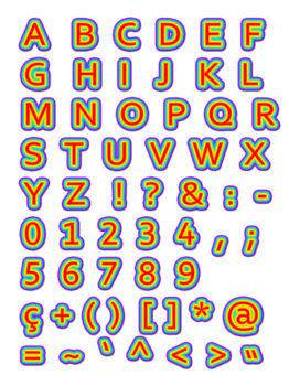 Alphabet Rainbow Colorful font design png