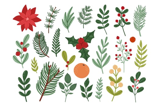 Set of hand draw Christmas and New year elements,winter and holiday vector collection.