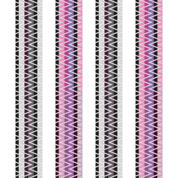 A vibrant striped zig zag borders in pink, purple, and black colors vector