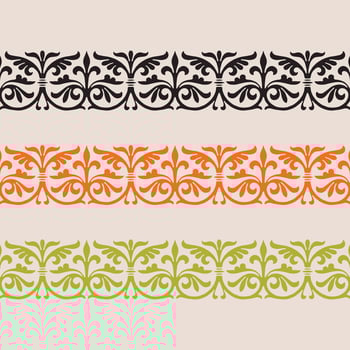 A set of four different colored repeated seamless border, pattern vector