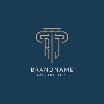 Initial letter RJ pillar logo, law firm logo design inspiration vector