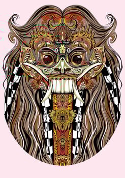 a vector image of a barongan mask from Bali, Indonesia