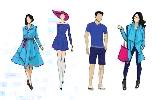 Fashion models in sketch-style, Vector illustration of fashion models.