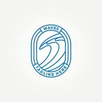 wave minimalist badge line art logo template vector illustration design