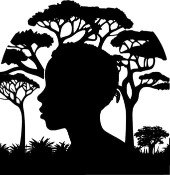 Africa, Black and White Vector illustration