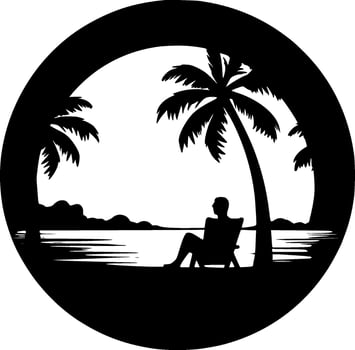 Beach - Black and White Isolated Icon - Vector illustration