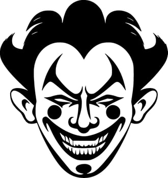 Clown, Black and White Vector illustration