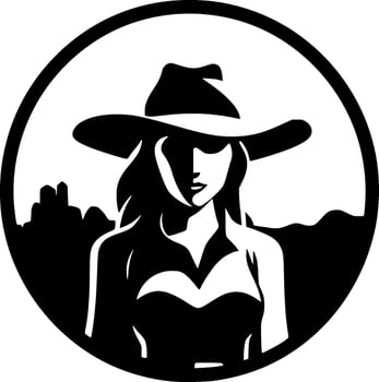 Cowgirl, Minimalist and Simple Silhouette - Vector illustration