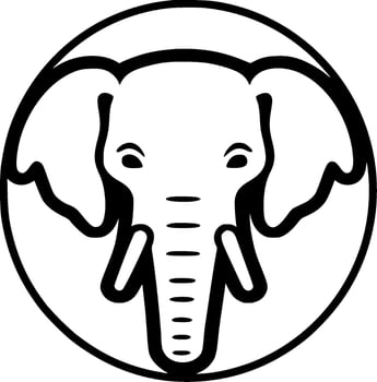 Elephant - Black and White Isolated Icon - Vector illustration