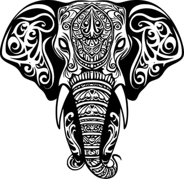 Elephant - Black and White Isolated Icon - Vector illustration