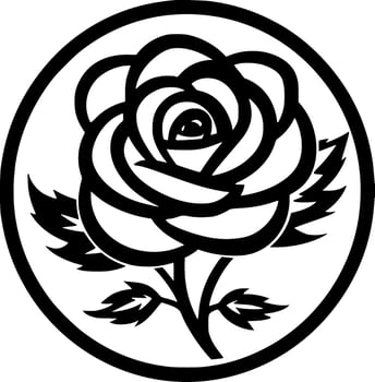 Flower - Black and White Isolated Icon - Vector illustration