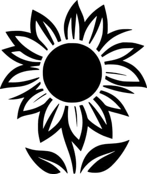Flower - Black and White Isolated Icon - Vector illustration