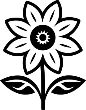 Flower - Black and White Isolated Icon - Vector illustration