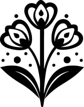 Flowers, Black and White Vector illustration