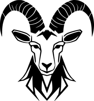 Goat, Black and White Vector illustration