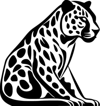 Leopard - Black and White Isolated Icon - Vector illustration