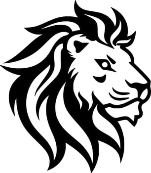 Lion, Black and White Vector illustration
