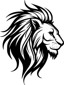 Lion, Black and White Vector illustration