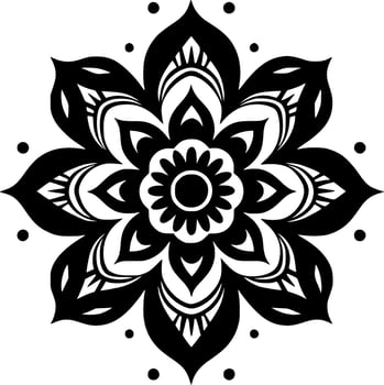 Mandala - Black and White Isolated Icon - Vector illustration