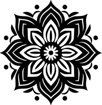 Mandala - Black and White Isolated Icon - Vector illustration