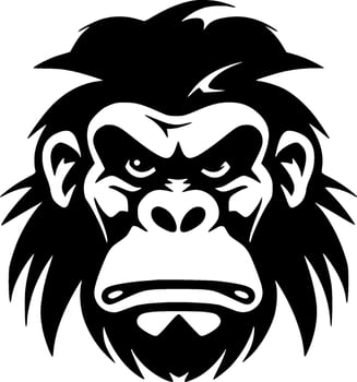 Monkey, Black and White Vector illustration