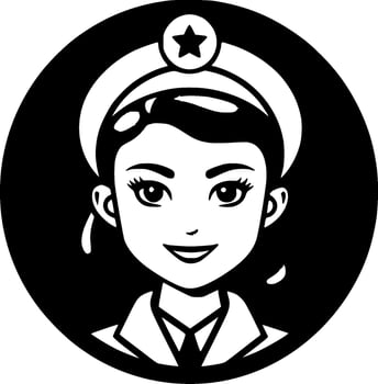 Nurse - Black and White Isolated Icon - Vector illustration