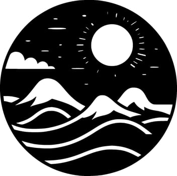 Ocean - Black and White Isolated Icon - Vector illustration