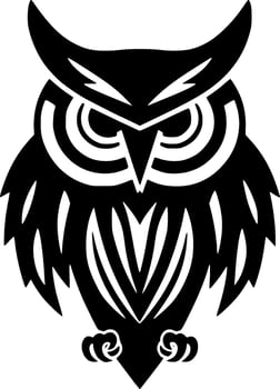 Owl, Black and White Vector illustration