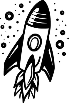 Rocket, Black and White Vector illustration