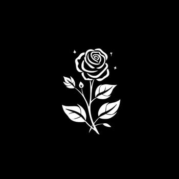 Roses - Black and White Isolated Icon - Vector illustration