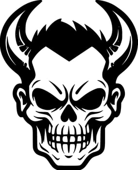 Skull, Black and White Vector illustration