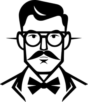 Teacher, Black and White Vector illustration