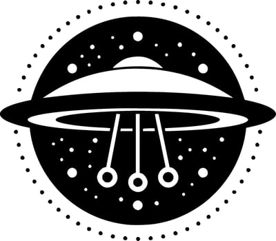 UFO - Black and White Isolated Icon - Vector illustration